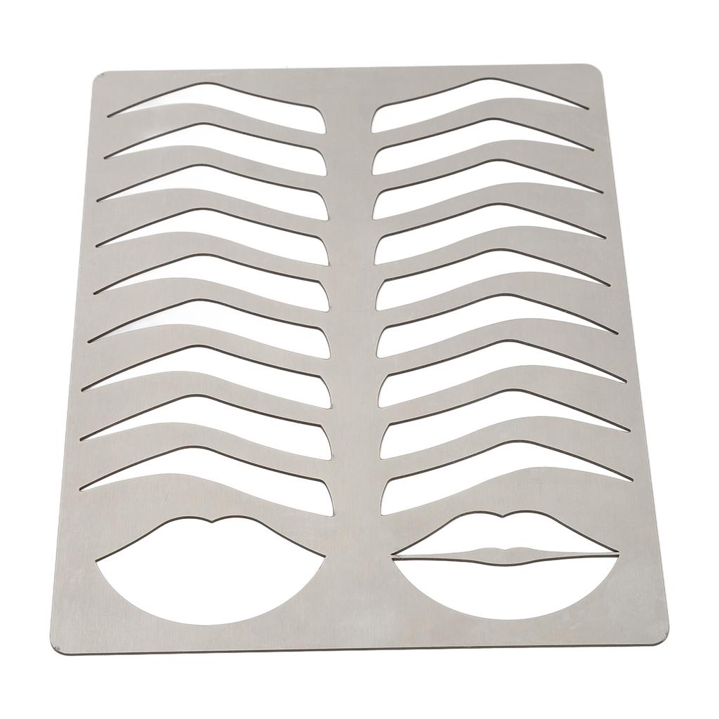 Eyebrow Lip Stencils Brushed Silver Thickened Stainless Steel Reusable Eyebrow Practice Template Makeup Shaper