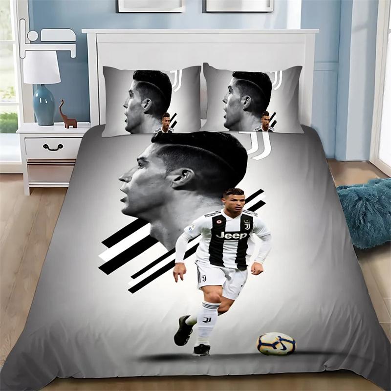 Duvet Cover Pillowcase Bedding Set Football CR7 Adult Boy Girl Bedroom Decoration Children Single Double Large Size