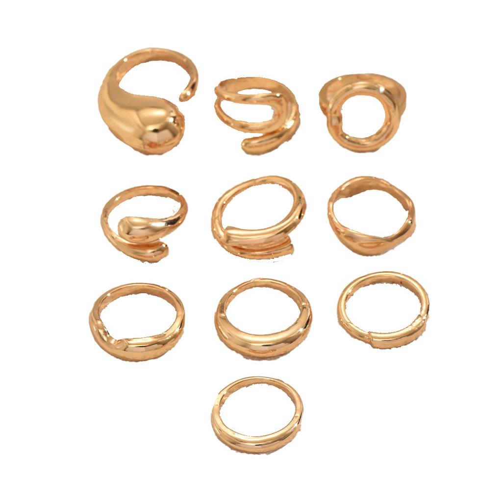 Wind lady geometric ring set, small self-test opening adjustable design, high-end ring versatile