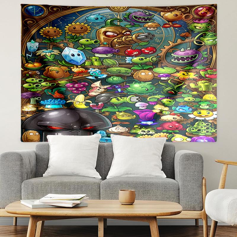 Plants VS Zombies Print Tapestry, Lightweight Wall Hanging, for Bedroom, Dorm, Living Room, Home Art Decor, Birthday Christmas Gift for Friends