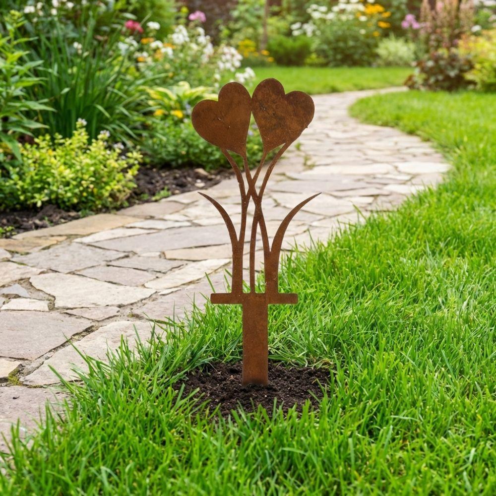 Wetterfester Eisenherz Gartenstecker 2D Wegakzentstecker Valentinstag