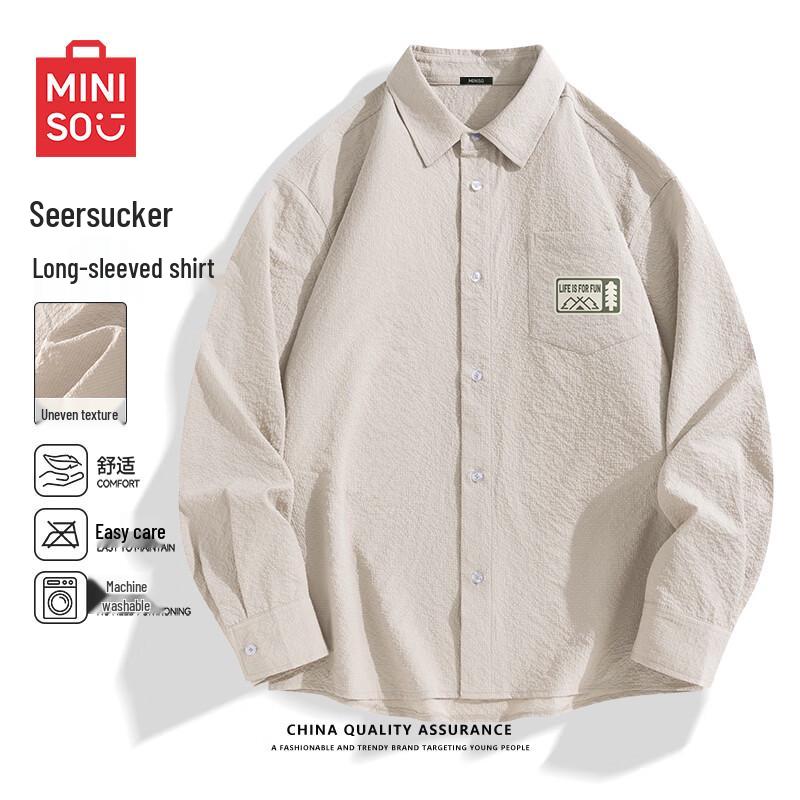 Miniso Men s Three-Proof Textured Seersucker Long-Sleeve Shirt 3XL
