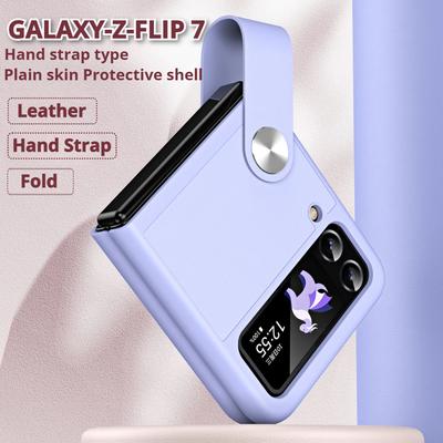 4 Farben Einfarbiges PU-Leder Handschlaufe Hülle Für Samsung Galaxy Z Flip7 FE Ständer Stoßfest Für Galaxy Z Flip 6 5 4 3 Handyhülle