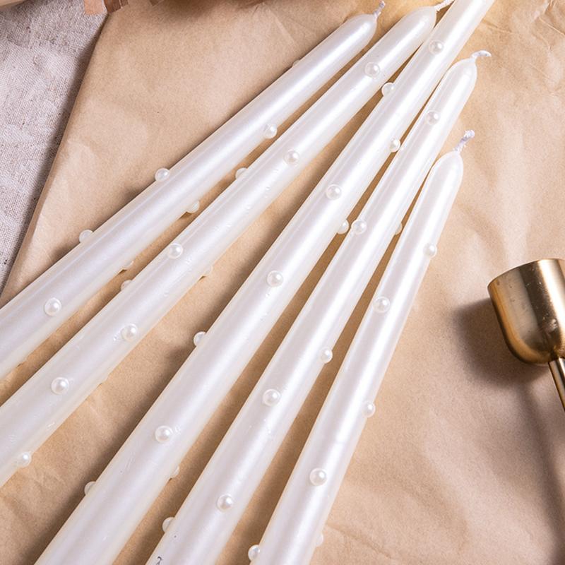 2 Stück/Set Rauchfreie Aromatherapie-Kerzen Hochzeits-Langstielkerzen Europäischer Stil Sojawachs Party Perlenkerzen Zuhause 20/30cm