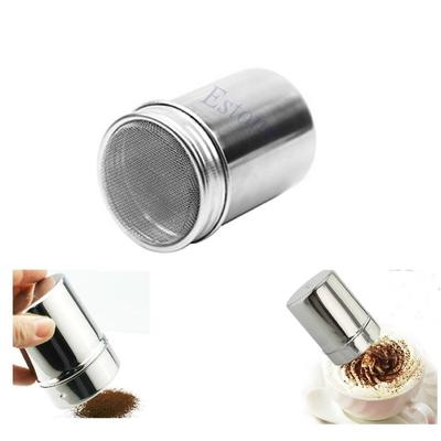 Stainless Chocolate Shaker Dredge Icing Sugar Salt Cocoa Flour Coffee Sifter Lid