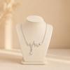 FY-1608 925 Sterling Silver Rhodium Plated Cute Christian Heartbeat Electrocardiogram Rope Chain Women's Pendant Necklace