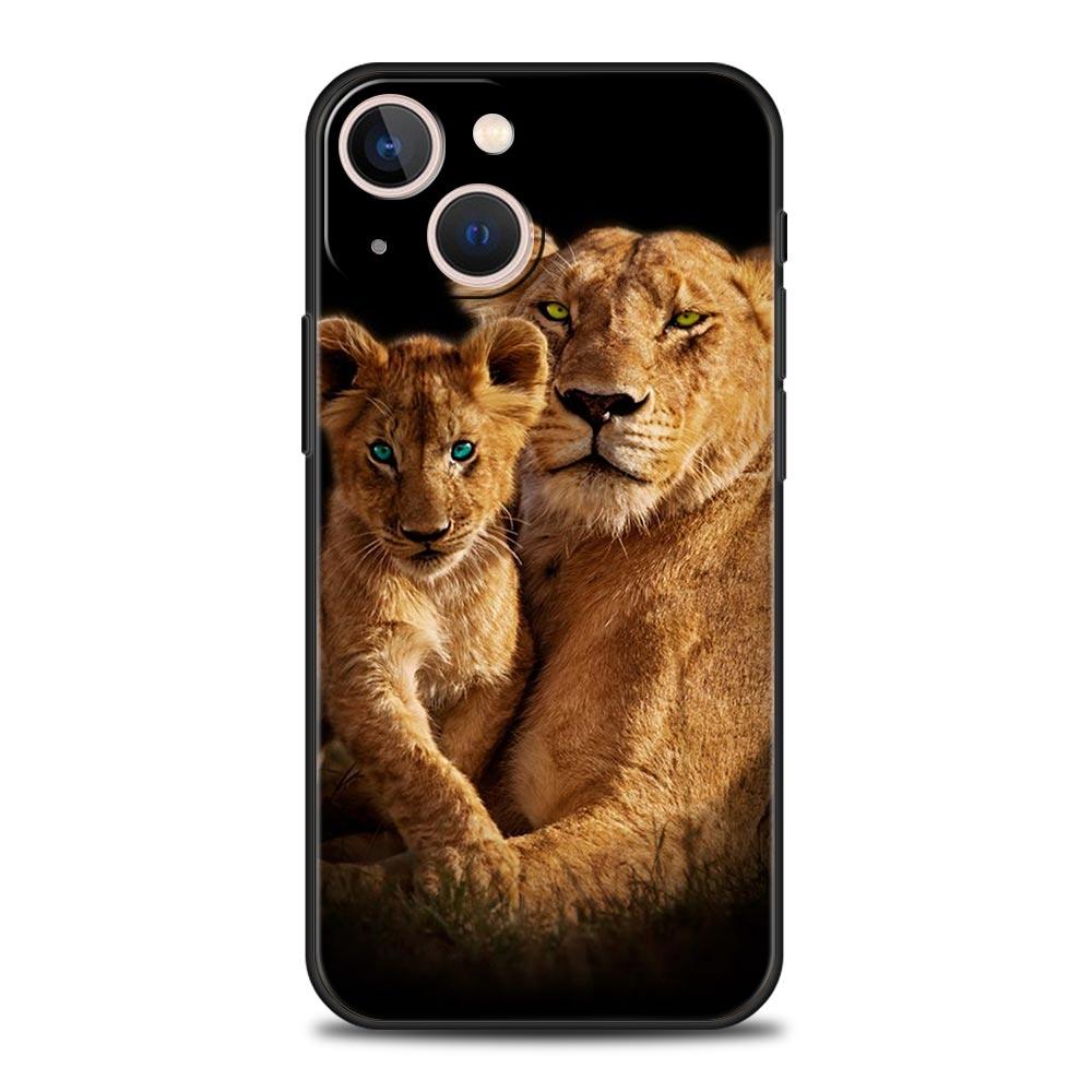 Lion Alpha Male Cub Phone Case For iPhone 17 16 15 Pro Max 11 12 13 14 7 8 Plus SE 2020 X XR XS Cover Soft Black