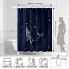 Celestial Humpback Whale Shower Curtain, Deep Blue Night Sky & Stars, Fantasy Ocean Art Minimalist Bathroom Decor