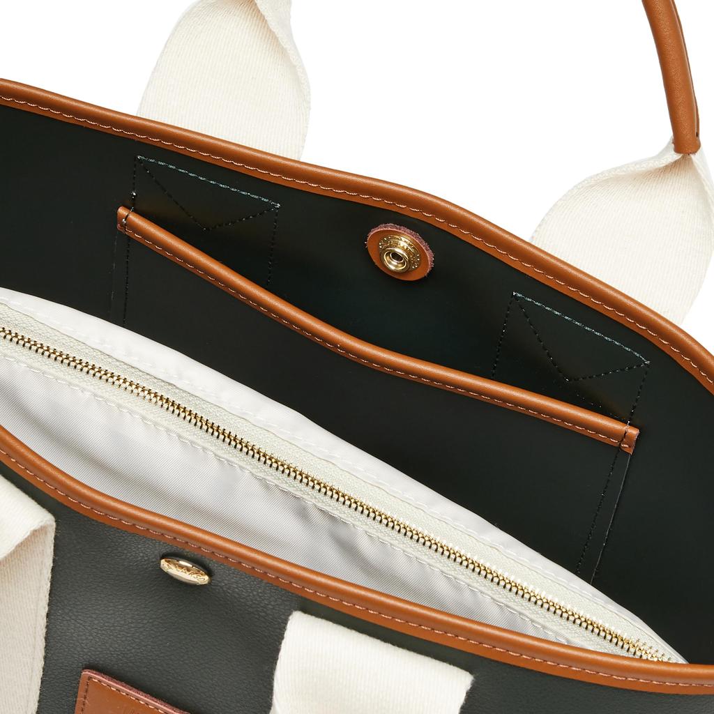 Lisa Larson LTPW-01 (Green) Women's Lightweight Mini Tote Bag with Button Closure and Inner Pouch, Faux Leather, Perfect for Commuting, Freestanding,