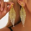 Ladies Light Luxury Rhombus Long Tassel Shines Crystal Ear Drop