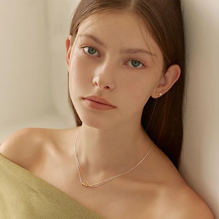 [Silver925] Oval Two-tone Twisted Chain Necklace