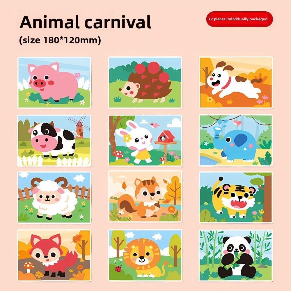 

12Pcs/Set Cartoon EVA Foam Sticker 3D Early Learning Education Toys New Puzzle Handicraft Game Animals