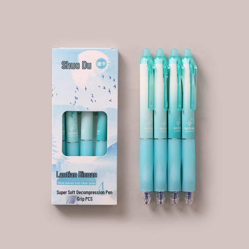 

Набор из 4 стираемых гелевых ручек с мягким грипом - Быстросохнущие, кнопочные канцелярские товары для студентов и офисного использования 0.5mm