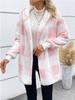 Women's Autumn/Winter Hooded Plaid Plush Cardigan Jacket