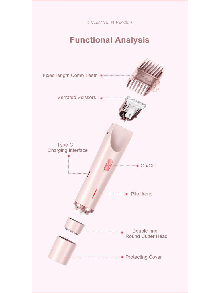 Double-Head Electric Epilator - Women's Intimate Shaver for Pubic Hair Removal