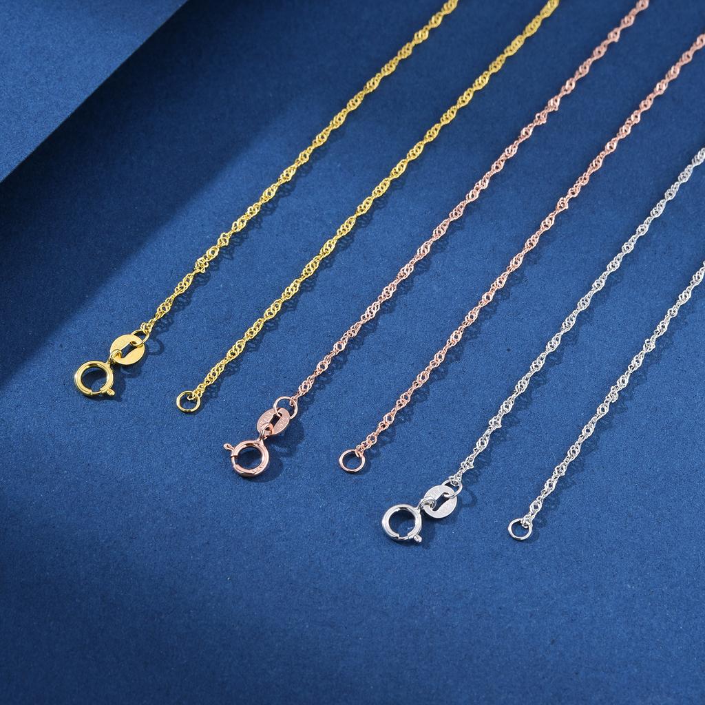925 Sterling Silver Thin Chain , 1.5mm Singapore Necklace, Twist Chain, Gold-plated,Pendant Assembly Chain