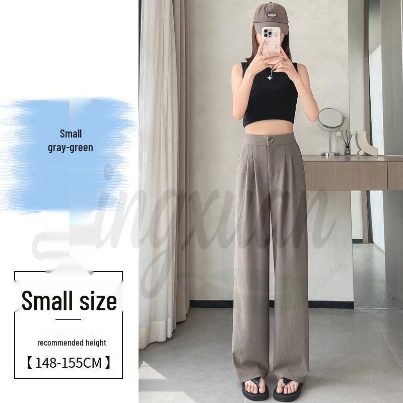 Real Shot 2026 Summer Ice Silk Sun Protection High-Waist Wide-Leg Suit Pants for Women
