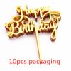 10 Pcs Rose Gold Happy Birthday Cake Topper Silver black Simple Design Acrylic Cake Toppers Baby Shower Party Dessert Decoration