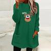 Women's Christmas Deer Print Fleece Sweatshirt with Pockets and Long Sleeves
