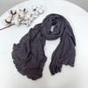 Thin Ramie Pleated Scarf Narrow Slender Cotton And Linen Japanese Literary And Artistic Solid Color Summer Neck Protection Small Shawl