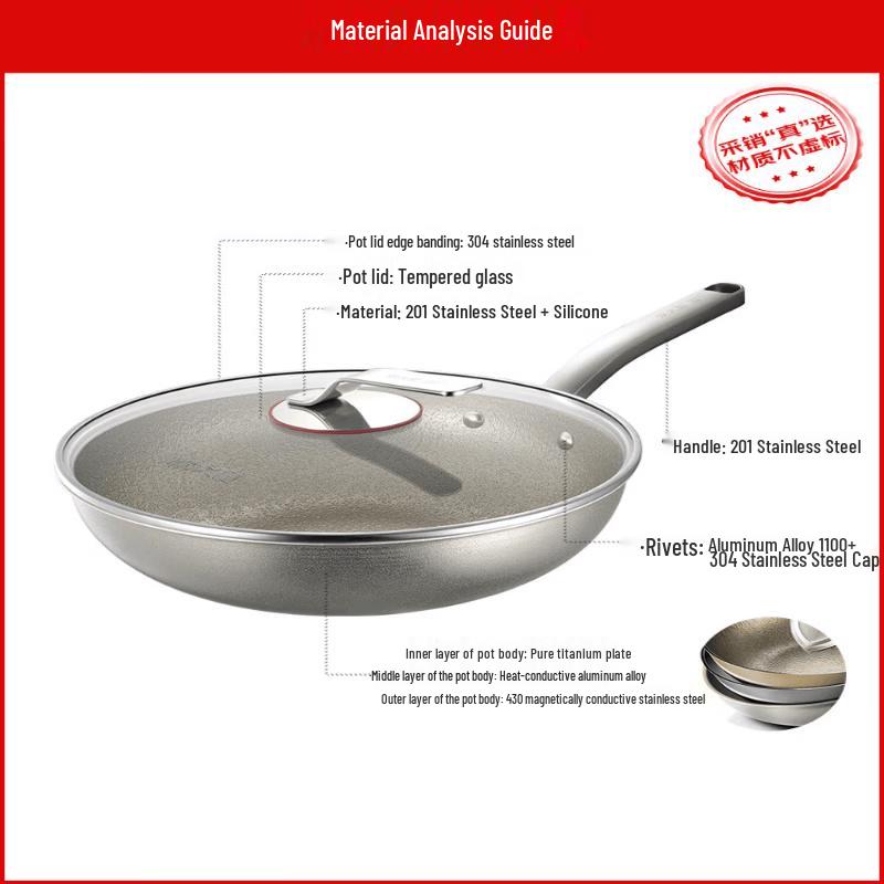 COOKER KING 32cm Pure Titanium Non-Stick Wok