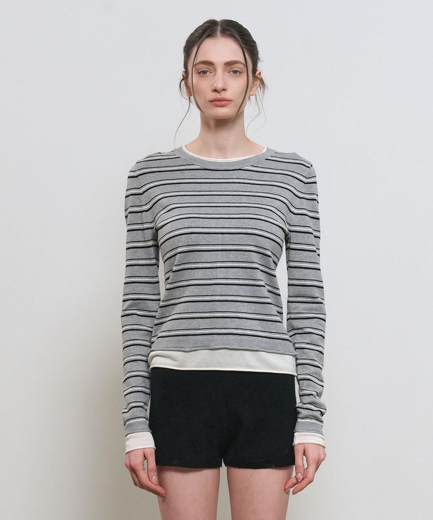 GENERALIDEA Striped Layered Pullover [Grey] / Gf1Lkp522