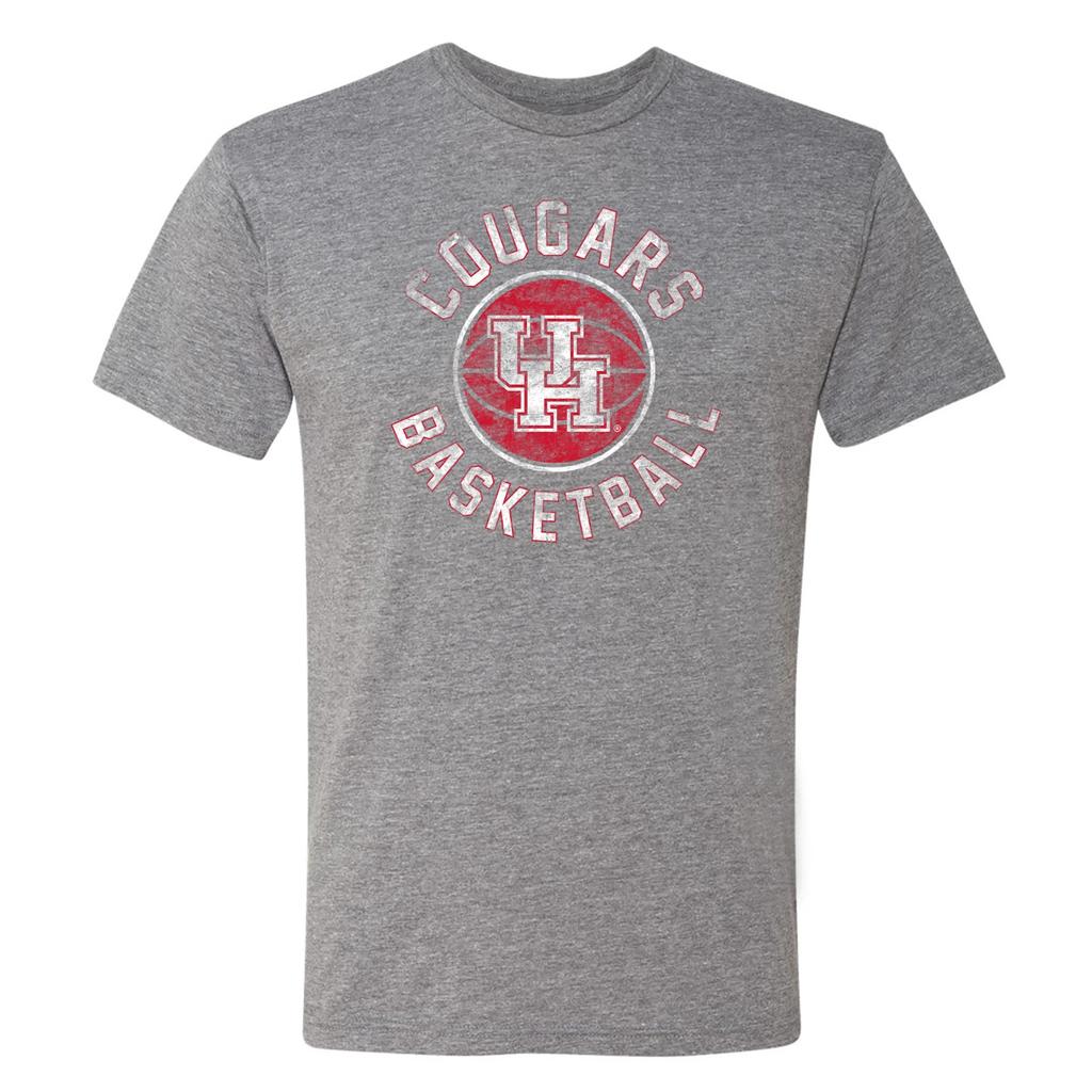Houston Cougars Basketball Distress Triblend T-Shirt - Premium Heather
