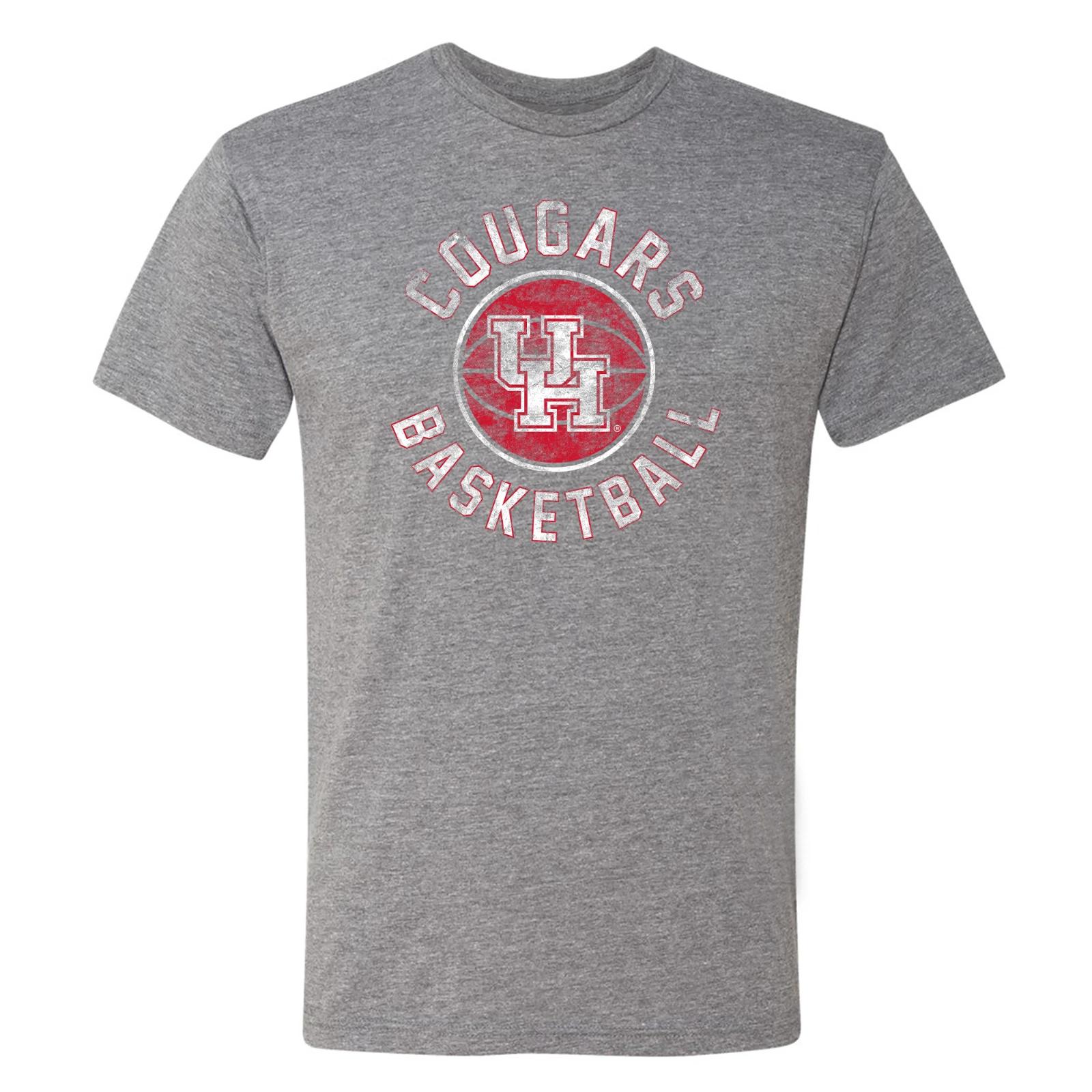 Houston Cougars Basketball Distress Triblend T-Shirt - Premium Heather L