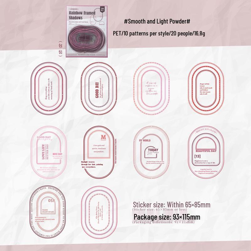 Yi Niao Seven-Color Frame Shadow Series Sticker Pack: Irregular Border Journal Decoration, 6 Styles