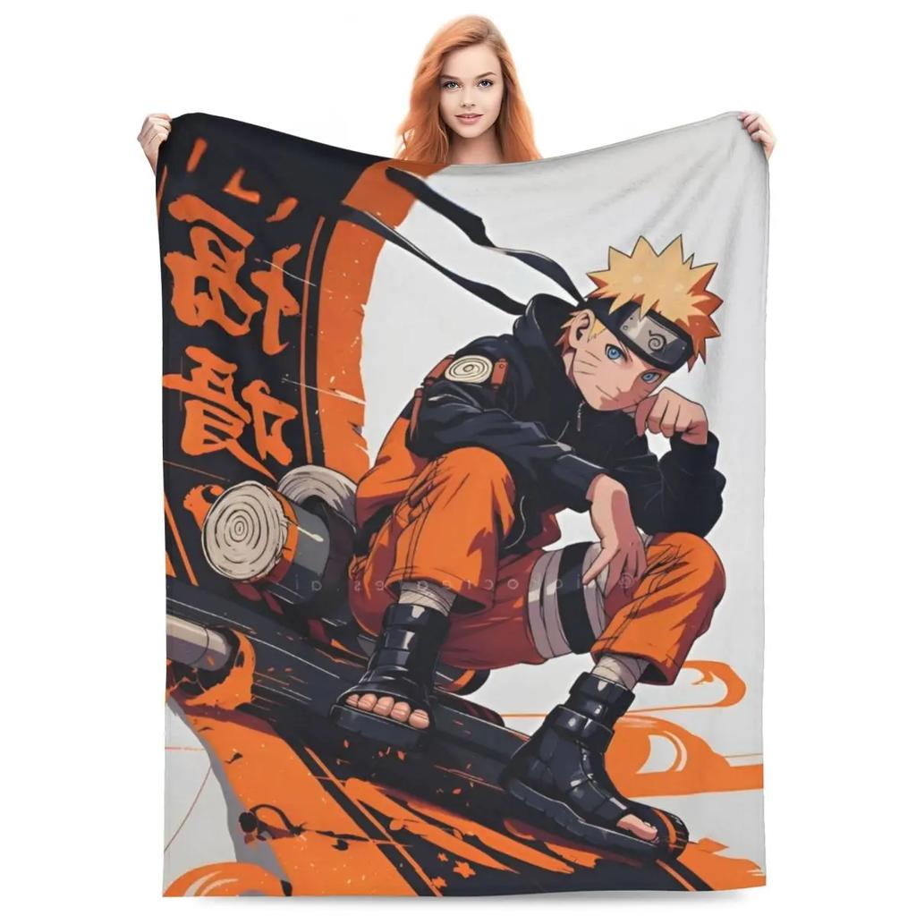 Japanese Anime Graphic Blankets N-Narutos Flannel Novelty Soft Throw Blankets for Home All Season