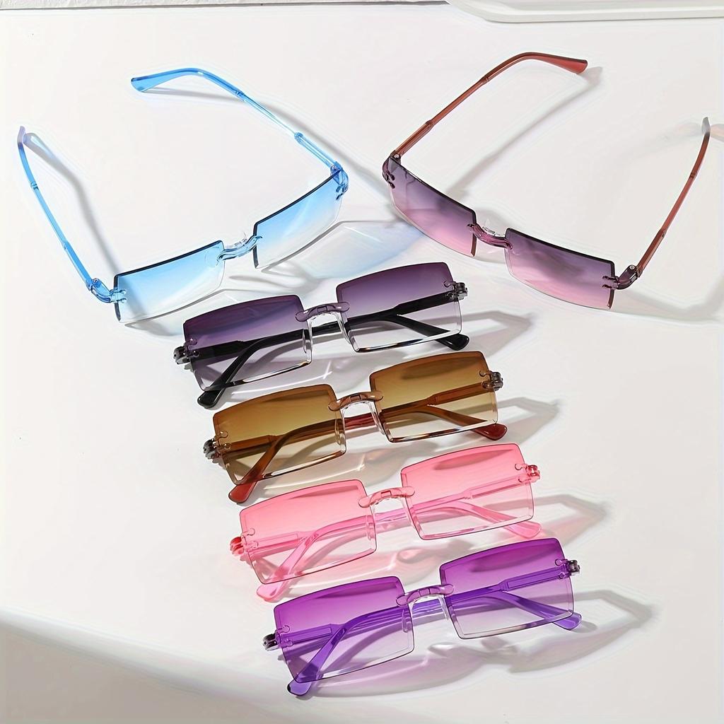 1/6pcs Rectangle Fashion Sunglasses Women Men Cute Candy Color Shades For Vacation Beach Party