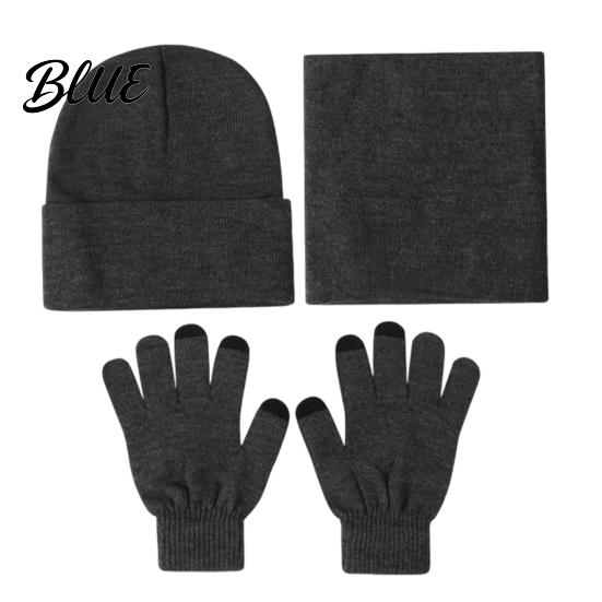 Casual Autumn Winter Outfit Accessories Warm Three-piece Set Knitted Hat Scarf And Touch Screen Cozy Wear Gloves Essentials Soft Acrylic Windproof