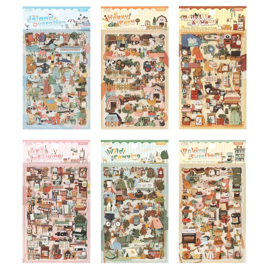 ZABC Fleeting Fun Series: European-Style Animal Collage Stickers – 6 Cute Designs