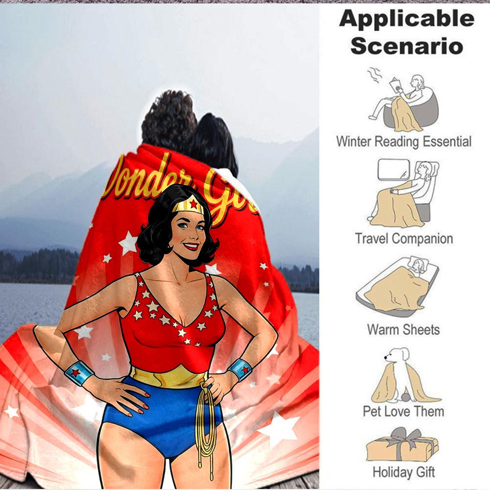 1pc Wonder Girl, Superhero Flannel Throw Blanket Soft, Warm & Cozy for Couch, Bed, Office, and Travel Versatile All Season Gift, Christmas Present