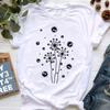 New Summer  Dandelion Butterfly Print Women Tshirt Casual White and Black T-shirt Funny T Shirt Gift for Lady Young Girl Tops
