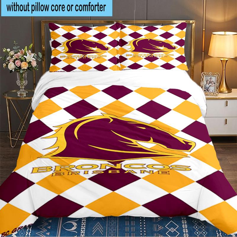 Brisbane Broncos 3PCS Bedding set,Ideal for 1pc Duvet Cover And 2pcs Pillowcases Perfect for Fan gift,Ideal for Bedroom, Dormitory