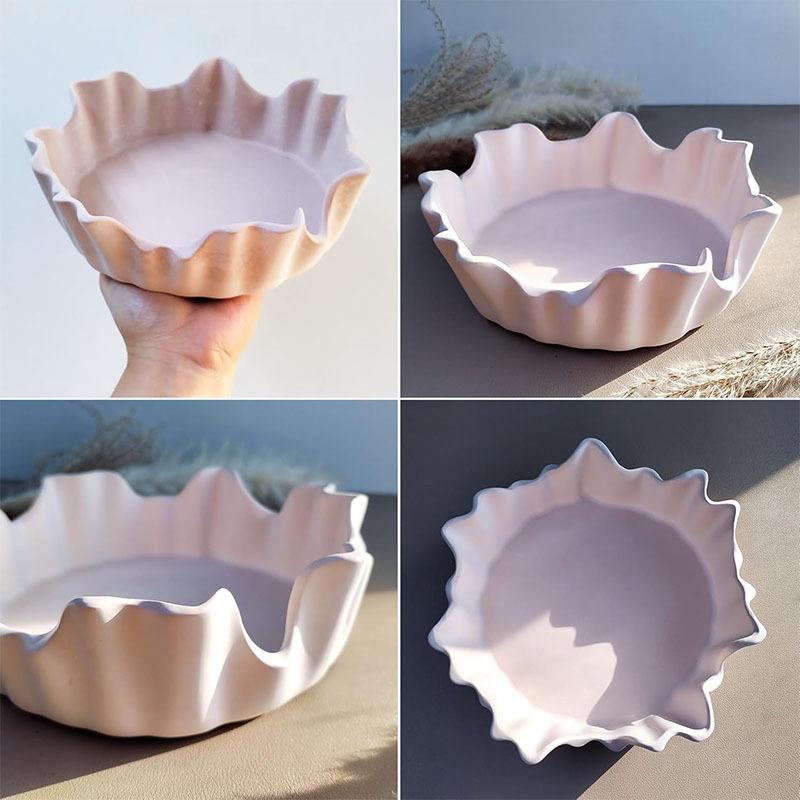 Lace Round Fruit Plate Silicone Mold DIY Epoxy Resin Large Storage Bowl Tray Container Creative Ornament Tray Mould