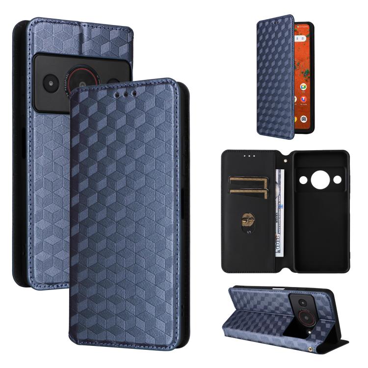 Cubic Grid Texture Flip Leather Phone Case