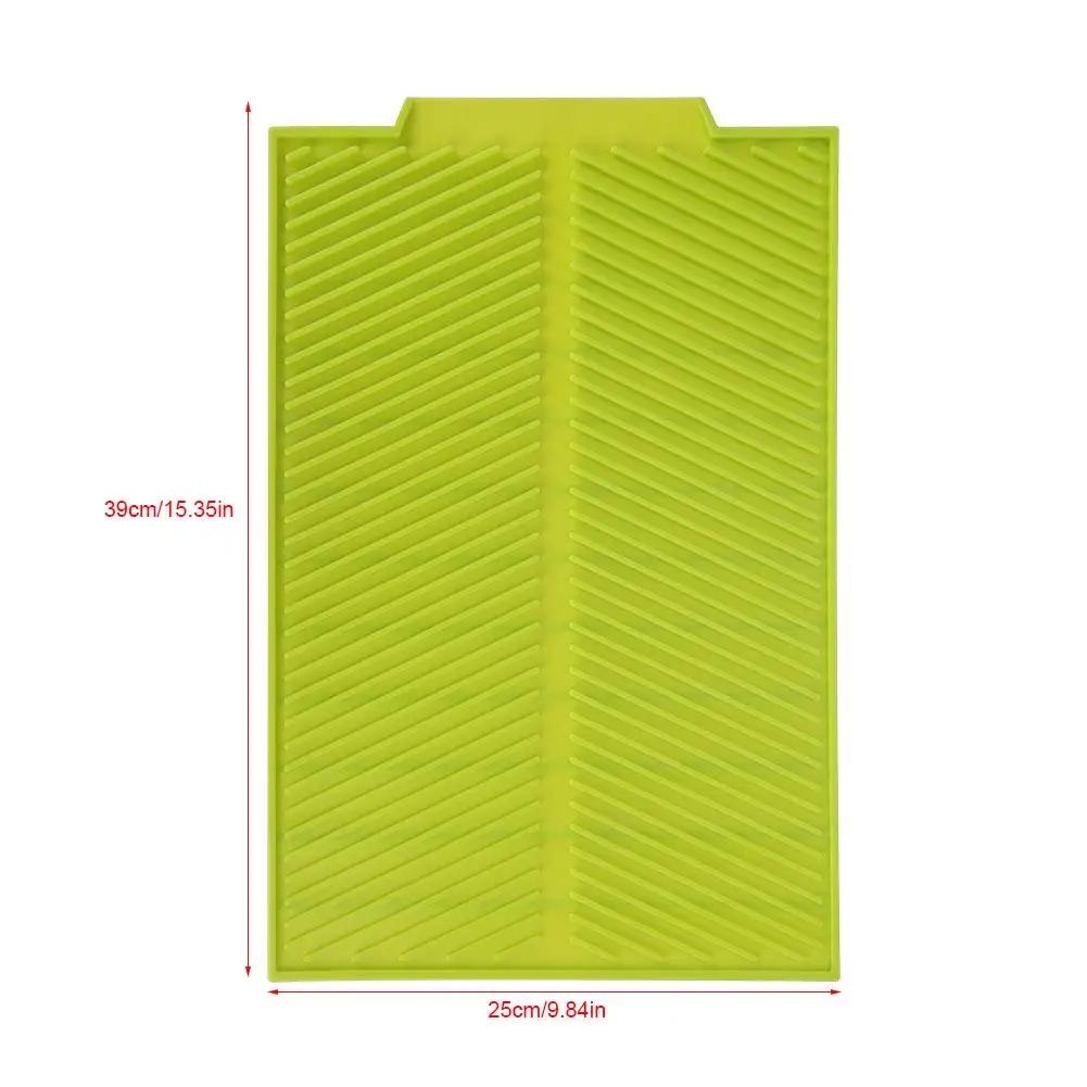 Прямоугольный силиконовый коврик для сушки посуды, термостойкий противоскользящий поднос, набор массажных ковриков для кухни, коврик для посуды M &Rectangular зелёный