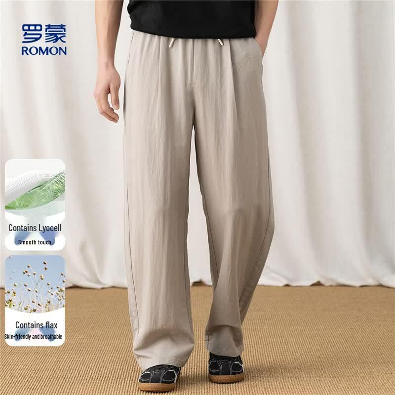

Romons Men s Tencel Linen Breathable Loose Fit Casual Pants L