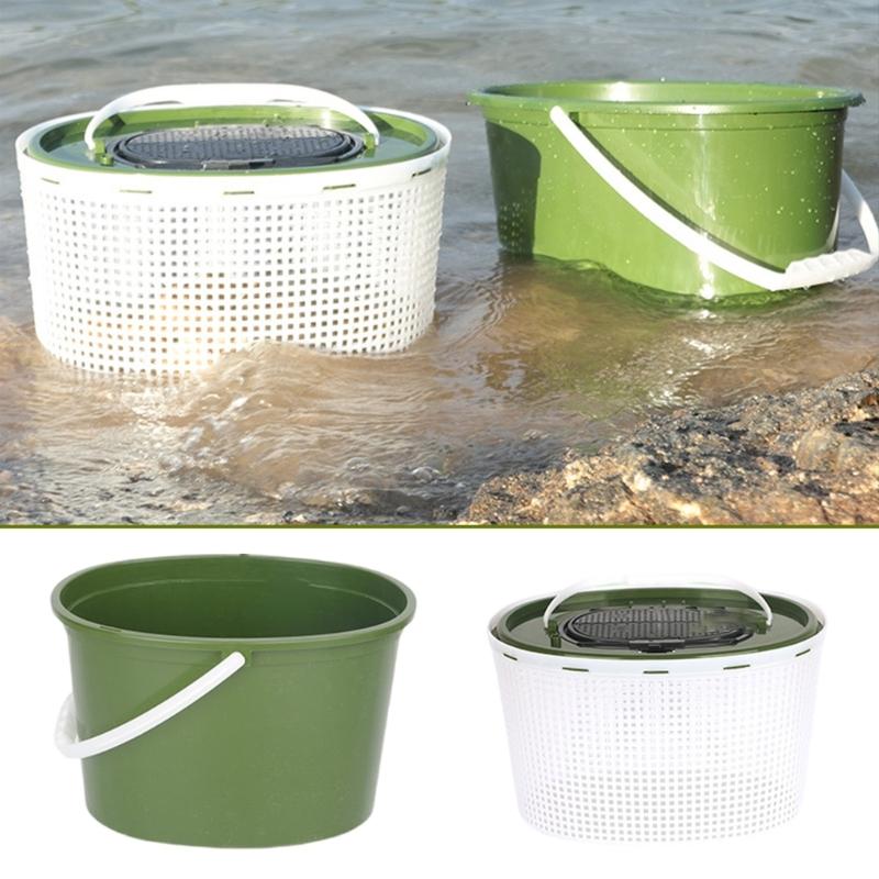 Carps Fishing Bucket Breathable Meshes Live Fish Box With Separate Handle Double Layers Permeable Grid Live Fish Bucket