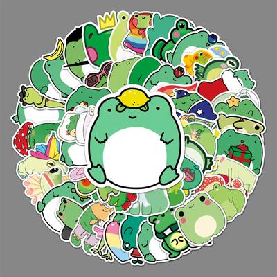 50 Adesivos Pequenos de Grafite de Rã: Desenhos de Animais de Desenho Animado para Skateboards, Garrafas de Água, Bagagem e Mais – Impermeáveis e Decorativos