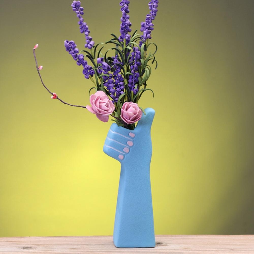 Creative Hand Shape Vase Ceramic Hydroponic Vase Flower Arrangement Home Decor Desktop Art  Ornament Garden Supplies