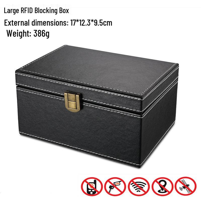 PU Kůže Antiradiační Stínicí Krabička na Signál & RFID Kryt na Faradayovu Klec na Klíče od Auta