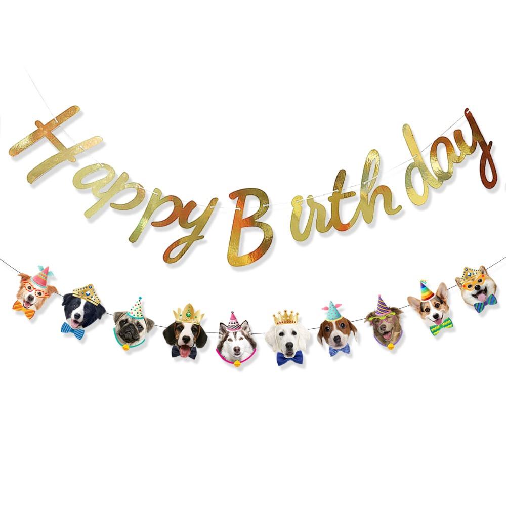 Paper Happy Birthday Banner Cute Animal Animal Birthday Banner Pet Theme Banner  Baby Shower