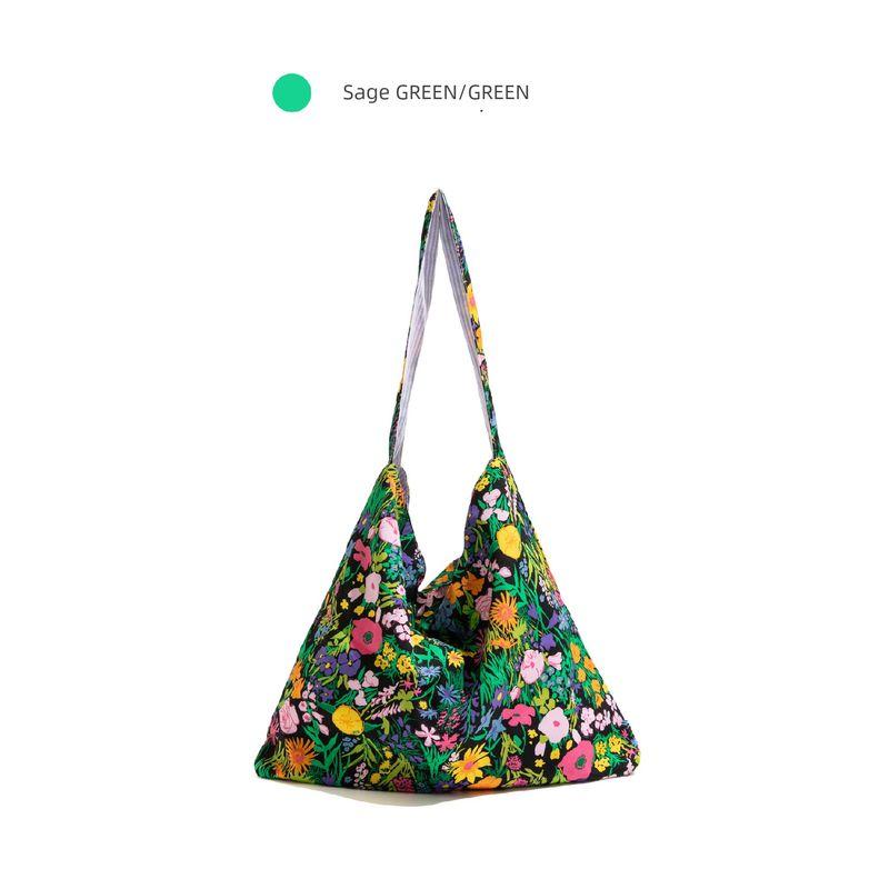 

Ckkui Pastoral Style Dopamine Floral Bag 2025 New Arrival Large Capacity Shoulder Bag Work Clothing Lazy Tote Bag Green