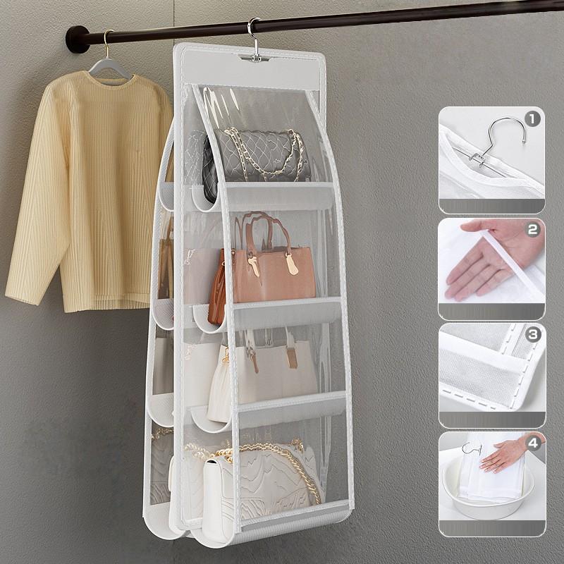 3/4 Layers Hanging Bag Organizer Over Door Storage Rack Wardrobe Display Rack Miscellaneous Items Space-Saving Solution