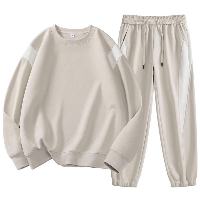 

Мужской спортивный костюм на весну/осень 2025 года с вафельным узором - Коллекция модных базовых слоев с круглым вырезом. L абрикосовый