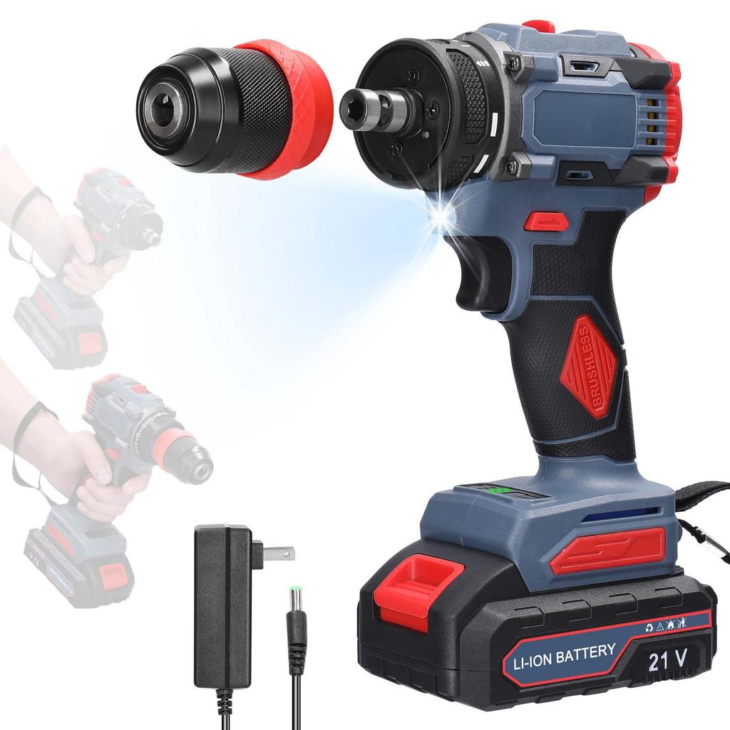Perceuse-visseuse électrique haute vitesse sans balais 21 V avec batterie rechargeable