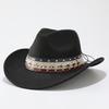 European and American five-pointed star western cowboy hat Tibetan warped woolen top hat men's and women's jazz hat